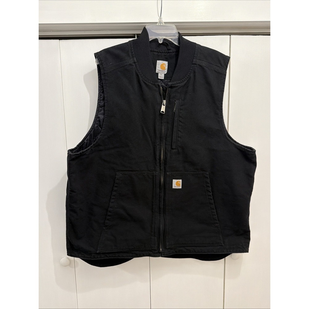 Carhartt 104395 Washed Duck Insulated Vest Men's Sz XL Black Thinsulate Workwear